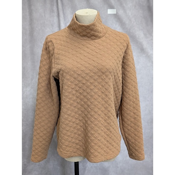 J.Crew Sweaters - J.Crew Womens Quilted Mock Neck Pullover Sweater Camel Tan Small Long Sleeve